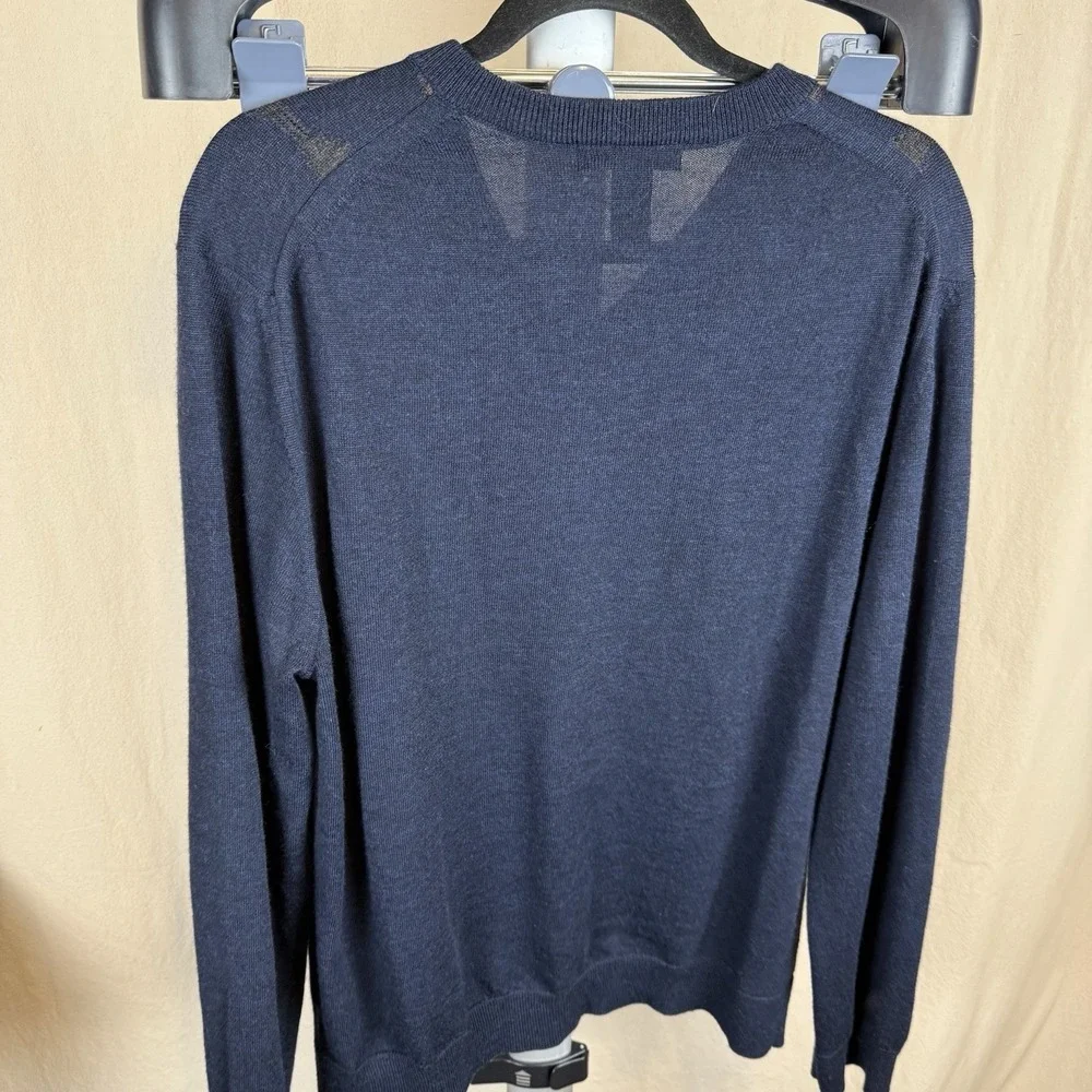 Banana Republic Men's Merino Wool Argyle V-Neck Sweater Navy Size‎ L